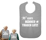 Cre9tive Echte Männer tragen Latz - Geschenk zur Rente - Lustiges Lätzchen für Erwachsene Ess-Schürze Essschürze Kleidungsschutz wasserdicht ID: 038 (grau)