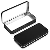 Tyqour Blechdose, Schwarz Metalldose, Aufbewahrungsbox mit Deckel Mini Tragbare Metalldosen Metal Rectangular Empty Hinged Tin Box für DIY Home Storage, Süßigkeiten, Ohrringen (130×60×20mm)