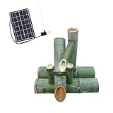 Bambus-Solarbrunnen mit MP und Solarpanel für Zen-Gartendekoration, 30 cm, Outdoor-Wasserspiel