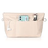 Handtaschen Organizer, Etercycle Taschenorganizer Nylon mit Schlüsselbund, Innentaschen Wasserdicht für Handtaschen Organizer (Beige, Mittel)