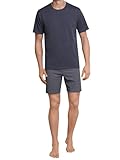 Schiesser Herren Kurz Rundhals - Nightwear Set Zweiteiliger Schlafanzug, Anthrazit_159634, 54 EU