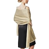 vimate Glitter Abend Schal Wrap, Soft Gold Pashmina Brautkleid Schals und Wraps für Frauen Brautkleider (DE-Gold)