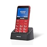 Panasonic KX-TU155EXRN Essentials Mobiltelefon für ältere Menschen mit Ladestation, SOS-Notfalltaste, Prioritätsanruf, Großtastentelefon, hörgerätekompatibel, Bluetooth, UKW-Radio, Kamera, Rot