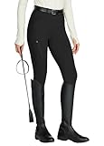 WILLIT Damen Reithose Reitleggings Vollbesatz Silikon Reithose High Waist Stretch Reithose mit Reißverschlusstasche Gürtelschlaufen Schwarz S