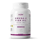 HSN Omega 3 3000mg Fischöl 540mg EPA 360mg DHA pro Tagesdosis | 180 Kapseln | Mit Vitamin E | Frei von Schadstoffen und Oxidation | Geruchs- und Geschmacksneutral | Nicht-GVO, Ohne Gluten und Laktose