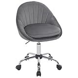 WOLTU Homeoffice Stuhl, Bürostuhl ergonomisch, Schminkstuhl drehbar, Drehstuhl mit Rollen, Schreibtischstuhl 150 kg belastbar, für Arbeitszimmer Schlafzimmer, Samt, Dunkelgrau, BS167dgr