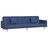 Hommdiy Schlafsofa 2-Sitzer mit 2 Kissen Sofa mit schlaffunktion,Geeignet für Wohnzimmer, Schlafzimmer, HausBlau Stoff