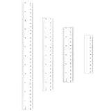 4er Pack Kunststoff Lineal, 10cm 15cm 20cm 30cm Lineal Transparent Flexibel Präzision Lineal Messwerkzeug für Schule Büro Zuhause(4, 6, 8, 12 Zoll)