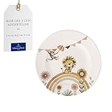 Villeroy & Boch – Boho Kids Roar like a lion Kinderteller Beige, Spülmaschinenfest, Mikrowellensicher, Speiseteller, Kinder Teller, Keramik, Tiermotiv Löwe und Affe, Premium Porzellan