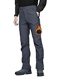 Wespornow Herren Gefüttert Wanderhose Wasserdicht Thermohose Schneehose Outdoorhose, Regenhose Winterhose Skihose Softshellhose Trekkinghose Outdoor Hosen Winter Winddicht Warm（Grau,XL）