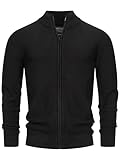 Indicode Herren INWestmoon Strickjacke mit Stehkragen | Fein-Strick Cardigan aus 100% Baumwolle Black L