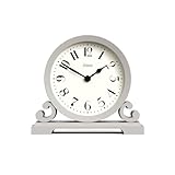 JONES CLOCKS® Saloon Tischuhr I Traditionelles DoppelIscrollIDesign I Grau I Zeitgenössischer klassischer Stil für Schreibtisch, Tisch, Regal oder Nachttisch