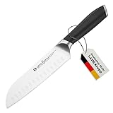 GROSSMAN® 370CM | Santoku Messer 31,3 cm | Ultrascharfer Küchenmesser | Deutschem Edelstahl Klinge 17,5 cm | mit Ergonomischen Griff 13,8 cm (220 Gramm)