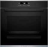 Bosch HBA272BB3, Serie 4, Einbau-Backofen, 60 x 60 cm, Pyrolyse-Selbstreinigung, LED Touch Control, 3D-Heißluft, 10 Automatikprogramme, Hydrolytische Reinigungshilfe, Schnellaufheizung, Schwarz