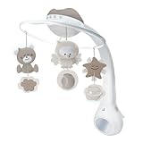 Infantino 3-in-1 Projector Musical Mobile in Grau – Mobile, Tisch- & Kinderbettlampe und Sternprojektor für Babys – Mit beruhigenden Melodien und Naturgeräuschen