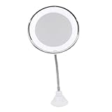 Asakkura Round Fill Home Make-Up Mit Kabellosem Echtem Tischlicht Dimmbaren Lichtern LED-Steuerscheibe Saugständer Kosmetikspiegel Reise-Touchscreen X-Ring Für Schlafzimmer