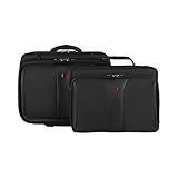 WENGER Patriot 2-tlg Laptop Trolley für Notebook bis 17 Zoll, herausnehmbare Laptop-Tasche 15,6 Zoll, 25 l, Damen Herren, Büro Business Reisen, Schwarz, 600662