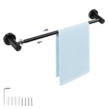 Handtuchstange Verstellbar, WJUAN Handtuchstange schwarz Mattlack verstellbar von 36 cm bis 65 cm, 304 Edelstahl Badezimmer Handtuchhalter mit Bohren für Schlafzimmer, Badezimmer und Wohnzimmer