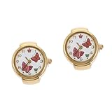 MOBUTOFU 2St Ringfinger Uhr verstellbare goldene Ringe Modeuhren für Damen Moderinge für Herren Uhrenringe Mädchenuhren geldschrank beemysafe Schmetterlings-Fingeruhr dekorative Uhr Metall