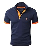 GLESTORE Poloshirt Herren Männer Hemd Herren Kurzarm Giraffe Stickerei T-Shirt Sommer Golf Marine XXL