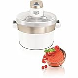 Krups GVS241 Eismaschine Venice Perfect Mix | 1L hausgemachtes Eis, Sorbet, Frozen Jogurth | Ohne Kompressor | Inklusive Rezeptheft und Silikonlöffel | Digitalanzeige und Signalton, Weiß