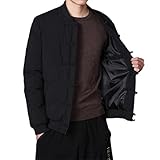 MAFSMJP Herbst Winter Herren Chinesischer Stil Parka Herren Retro Chinesische Knoten Knöpfe Vintage Mäntel Männer Warm Baumwolle Gepolsterte Jacke, Schwarz , XXL