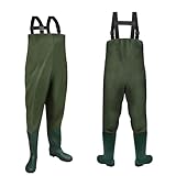 Jiubiaz Wathose 70D Nylon Composite PVC Angelhose, mit rutschfesten Gummistiefeln, Teichhose, Hochwasserhose, geeignet für Baustellen, Angeln, Bauernhöfe, Gärten (42/43L)