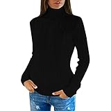 Generisch Sweatshirt Damen Pullover Winter Damen Pullover Langarm Rundhals Strickpullover Pullover Weihnachten Damen Baumwolle Rollkragenpullover Damen