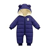 Schneeanzug Baby 74/80, Schneeanzug Kinder mit Kapuze Kleinkind Winteranzug Schneeanzug Fleece Winter Strampelanzug Jumpsuit Langarm Warm Jungen Mädchen Winterkleidung Spielanzug