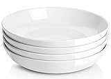 Y YHY Tiefe Teller 4er Set, 25,0 x 5,0 cm Tiefe Essteller, Suppenteller, Salatschüsseln, Pastaschüssel für 4 Personen, Große Speiseteller Porcelain für Pasta, Gulasch, Suppen und Salat-1480 ml/Weiß