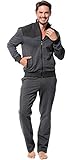 Morgenstern Herren Hausanzug Jogginganzug in Grau Zweiteiler Baumwolle Tracksuit Herrensportanzug Männer elegant lang weich Freizeit Größe 48 50 M