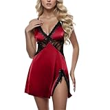 Dessous Damen Sexy Unterwäsche-Baby Dolls Erotic Spitzen Ungepolstert Hinten Offen Reizwäsche Sexy Spitzen-Body Set Für Damen Curvy Elegant Wetlook Damen Bodysuit Zipper BH + Tanga Unterwäsche