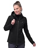 33,000ft Damen Softshelljacke Wasserdichte Winddichte Funktionsjacke Atmungsaktive Übergangsjacke Leichte Fahhradjacke mit Kapuze Windbreaker zum Laufen, Radfahren, Wandern，Schwarz 46