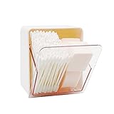 MOYACA Cotton Swabs Qtip Halter Kanister für Baumwollrunden, Wattebällchen, Zahnseide, Spender Container Box mit 2 Fächern, Badezimmer Waschtisch Arbeitsplatte Aufbewahrung Organizer, Weiß