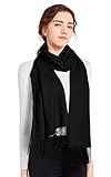 ELF KUCKUCK Schal Damen Winter Baumwolle Winterschal Halstuch Pashmina, Schwarz