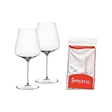 Spiegelau Definition Bordeauxglas-Set 2-teilig mit Poliertuch, Rotweingläser (750 ml) und Mikrofaser-Glasreinigungstuch (50 x 64 cm), Kristallglas