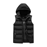 YOUTHUP Weste Herren Steppweste mit Kapuze Outdoor Freiziet Winterweste Leicht Winddicht Kapuzenweste Winter Gilet, Schwarz, XL