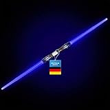 GOODS+GADGETS Doppelklingen Laserschwert Lichtschwert Laser Sword 138 cm Schwert mit Beleuchtung & Sound (Blau)