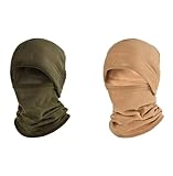 Sturmhaube Winter Skimütze Für Männer Und Frauen Halswärmer Verdickung Wärme Mehrzweck Gesichtsbedeckung Für Kaltes Wetter Skifahren Outdoor Radfahren Arbeit(Army Green+Khaki 2-pack)