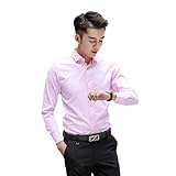 T-Shirt Herren Jugend Mode Urban Longsleeve T-Shirt Herren Leichte Komfortabel Casual Longsleeve Tops Herren Regular Fit Klassisch All-Match Basic T-Shirt Herren I-Pink 3XL