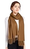 ELF KUCKUCK Schal Damen Winter Baumwolle Winterschal Pashmina, Geschenke für Frauen Freundin Mama, Karamell