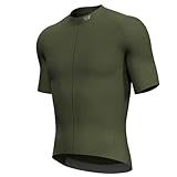 Lo.gas Radtrikot Herren Kurzarm, Rennrad Trikot Durchgehender Reißverschluss mit 3 Taschen, Olivgrün, M