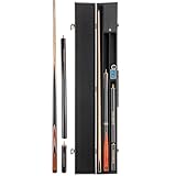 Robertson Billard Queue Snooker, Profi Snooker Cue R2, 145 cm, 2-teilig, 9 mm Klebeleder, Eschenholz, im Set mit Verlängerungen und Koffer