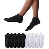 YouShow Sneaker Socken Herren Damen 10 Paar Kurze Halbsocken Quarter Baumwolle Unisex (Schwarz und Weiß, 39-42)