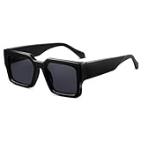 SHEEN KELLY Retro dicke rechteckige klobige Sonnenbrille Damen Herren trendige schmale quadratische schwarze Schildpatt-Rahmenmode der 90er Jahre Brille