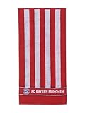 FC Bayern München Streifen Handtuch, Duschtuch Badetuch (Handtuch 100 x 50 cm, rot/Weiss)