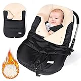 Orzbow Fußsack Babyschale Winter,Universell Einschlagdecke Babyschale Winter mit Verstellbarem Kragen,Warmes Berbervlies Futter,Reißverschluss,passend für Maxi-Cosi,Cybex,Römer usm. (Schwarz)