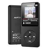 AGPTEK MP3 Player 32GB mit Lautsprecher, 70 Stunden Akkulaufzeit Kleiner und klassischer Sport MP3 mit 1,8 Zoll Bildschirm, FM-Radio, Aufnahme (Ohne Bluetooth), TF-Karte bis zu 128GB, Schwarz