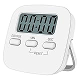 NIAGUOJI Küchentimer mit großem LCD-Display, digitaler Küchentimer zum Kochen, magnetische Stoppuhr, Timer mit lautem Wecker, Eieruhr, weiß