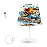 Mnsruu Cool Bear Skateboard-Tischlampe für Schlafzimmer, 3 Farben, Nachttisch-Lampe mit LED-Leuchtmittel, Nachttischlampen für Wohnzimmer, Schreibtisch, S